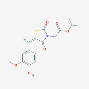 molecular formula C16H17NO6S B313146 Isopropyl [5-(4-hydroxy-3-methoxybenzylidene)-2,4-dioxo-1,3-thiazolidin-3-yl]acetate 