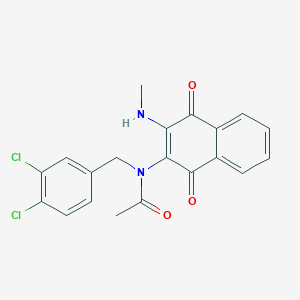 molecular formula C20H16Cl2N2O3 B3131533 N-(3,4-dichlorobenzyl)-N-[3-(methylamino)-1,4-dioxo-1,4-dihydro-2-naphthalenyl]acetamide CAS No. 355406-73-4