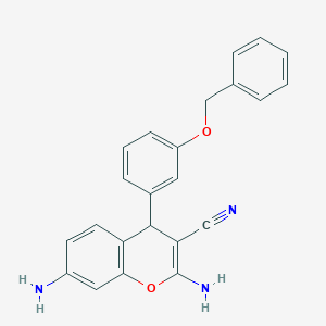 molecular formula C23H19N3O2 B3131540 2,7-二氨基-4-[3-(苄氧基)苯基]-4H-色满-3-腈 CAS No. 355411-88-0
