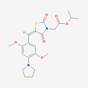molecular formula C21H26N2O6S B313157 Isopropyl {5-[2,5-dimethoxy-4-(1-pyrrolidinyl)benzylidene]-2,4-dioxo-1,3-thiazolidin-3-yl}acetate 
