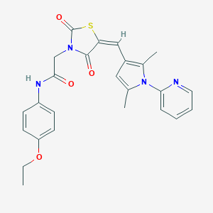 molecular formula C25H24N4O4S B313158 2-(5-{[2,5-dimethyl-1-(2-pyridinyl)-1H-pyrrol-3-yl]methylene}-2,4-dioxo-1,3-thiazolidin-3-yl)-N-(4-ethoxyphenyl)acetamide 