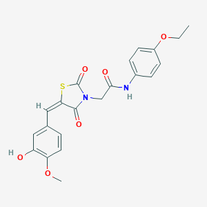 molecular formula C21H20N2O6S B313165 N-(4-ethoxyphenyl)-2-[5-(3-hydroxy-4-methoxybenzylidene)-2,4-dioxo-1,3-thiazolidin-3-yl]acetamide 