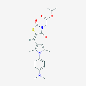 molecular formula C23H27N3O4S B313166 propan-2-yl [(5E)-5-({1-[4-(dimethylamino)phenyl]-2,5-dimethyl-1H-pyrrol-3-yl}methylidene)-2,4-dioxo-1,3-thiazolidin-3-yl]acetate 