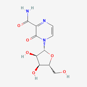 molecular formula C10H13N3O6 B3131699 4-[(2R,3R,4S,5R)-3,4-dihydroxy-5-(hydroxymethyl)oxolan-2-yl]-3-oxopyrazine-2-carboxamide 