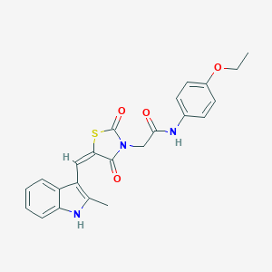 molecular formula C23H21N3O4S B313173 N-(4-ethoxyphenyl)-2-[(5E)-5-[(2-methyl-1H-indol-3-yl)methylidene]-2,4-dioxo-1,3-thiazolidin-3-yl]acetamide 