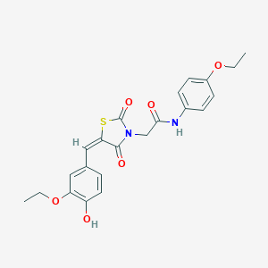 molecular formula C22H22N2O6S B313175 2-[5-(3-ethoxy-4-hydroxybenzylidene)-2,4-dioxo-1,3-thiazolidin-3-yl]-N-(4-ethoxyphenyl)acetamide 