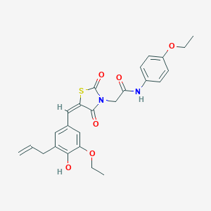 molecular formula C25H26N2O6S B313180 2-[5-(3-allyl-5-ethoxy-4-hydroxybenzylidene)-2,4-dioxo-1,3-thiazolidin-3-yl]-N-(4-ethoxyphenyl)acetamide 