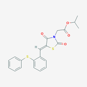 molecular formula C21H19NO4S2 B313181 propan-2-yl {(5Z)-2,4-dioxo-5-[2-(phenylsulfanyl)benzylidene]-1,3-thiazolidin-3-yl}acetate 