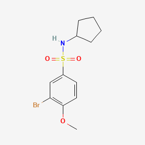 molecular formula C12H16BrNO3S B3131818 3-bromo-N-cyclopentyl-4-methoxybenzenesulfonamide CAS No. 358665-65-3