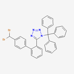 molecular formula C33H24Br2N4 B3131848 5-(4'-(Dibromomethyl)-[1,1'-biphenyl]-2-yl)-1-trityl-1H-tetrazole CAS No. 358685-13-9