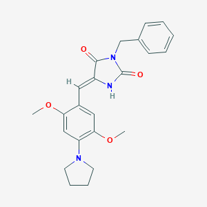 molecular formula C23H25N3O4 B313185 (5Z)-3-benzyl-5-[2,5-dimethoxy-4-(pyrrolidin-1-yl)benzylidene]imidazolidine-2,4-dione 