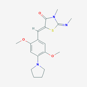 molecular formula C18H23N3O3S B313186 (2E,5Z)-5-[2,5-dimethoxy-4-(pyrrolidin-1-yl)benzylidene]-3-methyl-2-(methylimino)-1,3-thiazolidin-4-one 