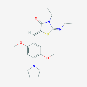 molecular formula C20H27N3O3S B313187 5-[2,5-Dimethoxy-4-(1-pyrrolidinyl)benzylidene]-3-ethyl-2-(ethylimino)-1,3-thiazolidin-4-one 