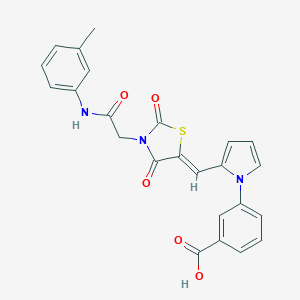 molecular formula C24H19N3O5S B313191 3-[2-({2,4-dioxo-3-[2-oxo-2-(3-toluidino)ethyl]-1,3-thiazolidin-5-ylidene}methyl)-1H-pyrrol-1-yl]benzoic acid 
