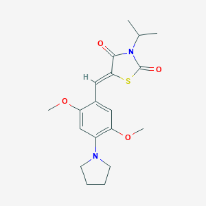 molecular formula C19H24N2O4S B313194 (5Z)-5-[2,5-dimethoxy-4-(pyrrolidin-1-yl)benzylidene]-3-(propan-2-yl)-1,3-thiazolidine-2,4-dione 