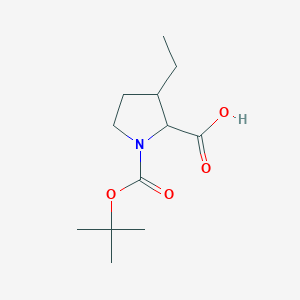 molecular formula C12H21NO4 B3131957 1-(tert-Butoxycarbonyl)-3-ethylpyrrolidine-2-carboxylic acid CAS No. 361442-24-2