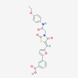 molecular formula C25H20N2O7S B313198 3-[5-({3-[2-(4-Ethoxyanilino)-2-oxoethyl]-2,4-dioxo-1,3-thiazolidin-5-ylidene}methyl)-2-furyl]benzoic acid 