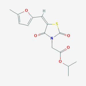 molecular formula C14H15NO5S B313199 propan-2-yl {(5E)-5-[(5-methylfuran-2-yl)methylidene]-2,4-dioxo-1,3-thiazolidin-3-yl}acetate 