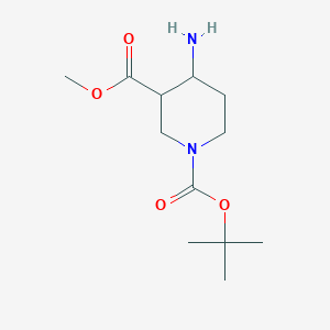 molecular formula C12H22N2O4 B3132004 1-O-叔丁基 3-O-甲基 4-氨基哌啶-1,3-二甲酸酯 CAS No. 362489-61-0
