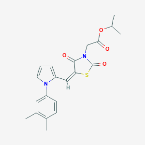 molecular formula C21H22N2O4S B313202 propan-2-yl [(5E)-5-{[1-(3,4-dimethylphenyl)-1H-pyrrol-2-yl]methylidene}-2,4-dioxo-1,3-thiazolidin-3-yl]acetate 