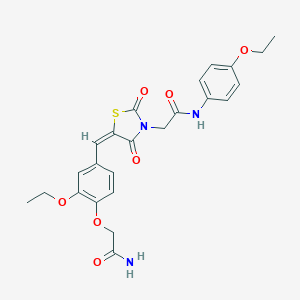 molecular formula C24H25N3O7S B313203 2-{5-[4-(2-amino-2-oxoethoxy)-3-ethoxybenzylidene]-2,4-dioxo-1,3-thiazolidin-3-yl}-N-(4-ethoxyphenyl)acetamide 