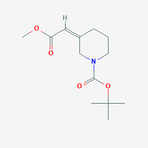 molecular formula C13H21NO4 B3132035 (Z)-叔丁基 3-(2-甲氧基-2-氧代乙叉基)哌啶-1-羧酸酯 CAS No. 362706-08-9