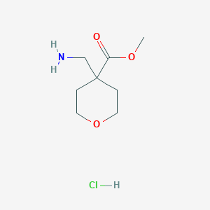 molecular formula C8H16ClNO3 B3132040 Methyl 4-(aminomethyl)tetrahydro-2H-pyran-4-carboxylate hydrochloride CAS No. 362707-24-2