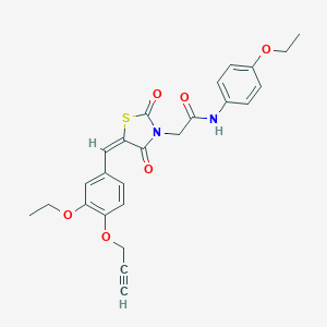 molecular formula C25H24N2O6S B313207 N-(4-ethoxyphenyl)-2-{5-[3-ethoxy-4-(2-propynyloxy)benzylidene]-2,4-dioxo-1,3-thiazolidin-3-yl}acetamide 