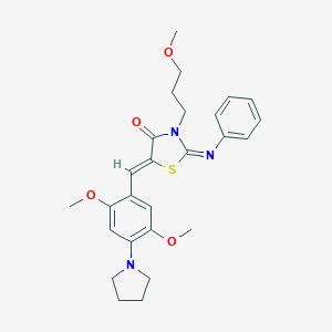 molecular formula C26H31N3O4S B313209 5-[2,5-Dimethoxy-4-(1-pyrrolidinyl)benzylidene]-3-(3-methoxypropyl)-2-(phenylimino)-1,3-thiazolidin-4-one 