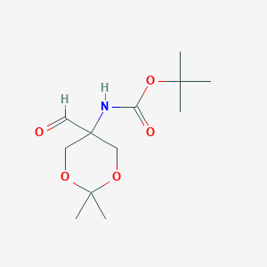 molecular formula C12H21NO5 B3132120 Tert-butyl (5-formyl-2,2-dimethyl-1,3-dioxan-5-yl)carbamate CAS No. 364631-73-2