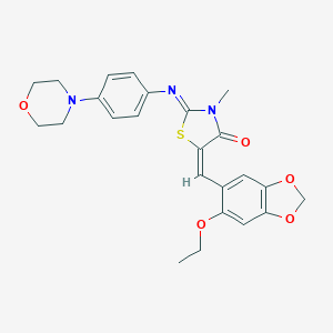 molecular formula C24H25N3O5S B313214 (2Z,5E)-5-[(6-ethoxy-1,3-benzodioxol-5-yl)methylidene]-3-methyl-2-{[4-(morpholin-4-yl)phenyl]imino}-1,3-thiazolidin-4-one 