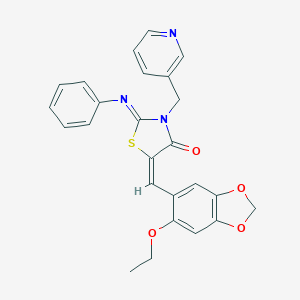molecular formula C25H21N3O4S B313215 (2Z,5E)-5-[(6-ethoxy-1,3-benzodioxol-5-yl)methylidene]-2-(phenylimino)-3-(pyridin-3-ylmethyl)-1,3-thiazolidin-4-one 