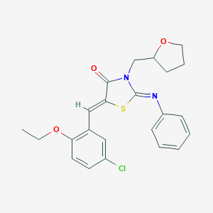 molecular formula C23H23ClN2O3S B313217 (2Z,5Z)-5-(5-chloro-2-ethoxybenzylidene)-2-(phenylimino)-3-(tetrahydrofuran-2-ylmethyl)-1,3-thiazolidin-4-one 