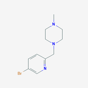 molecular formula C11H16BrN3 B3132178 1-[(5-Bromopyridin-2-yl)methyl]-4-methylpiperazine CAS No. 364794-75-2