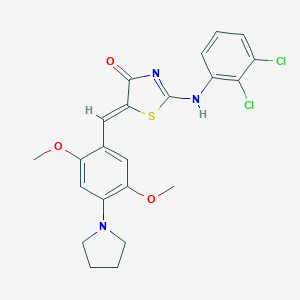(5Z)-2-(2,3-dichloroanilino)-5-[(2,5-dimethoxy-4-pyrrolidin-1-ylphenyl)methylidene]-1,3-thiazol-4-one