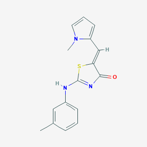 molecular formula C16H15N3OS B313220 (5Z)-2-(3-methylanilino)-5-[(1-methylpyrrol-2-yl)methylidene]-1,3-thiazol-4-one 