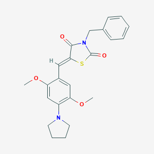 molecular formula C23H24N2O4S B313222 (5Z)-3-benzyl-5-[2,5-dimethoxy-4-(pyrrolidin-1-yl)benzylidene]-1,3-thiazolidine-2,4-dione 