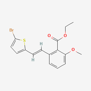 molecular formula C16H15BrO3S B3132222 2-[2-(5-Bromo-thiophen-2-yl)-vinyl]-6-methoxy-benzoic acid ethyl ester CAS No. 365542-34-3