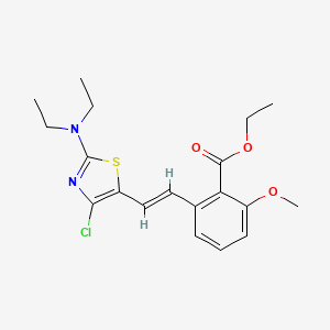 molecular formula C19H23ClN2O3S B3132224 2-[2-(4-氯-2-二乙氨基-噻唑-5-基)-乙烯基]-6-甲氧基-苯甲酸乙酯 CAS No. 365542-35-4
