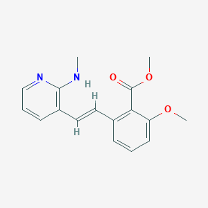 molecular formula C17H18N2O3 B3132228 2-甲氧基-6-[2-(2-甲基氨基吡啶-3-基)乙烯基]苯甲酸甲酯 CAS No. 365542-52-5