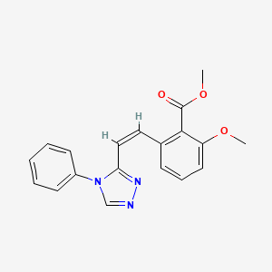 molecular formula C19H17N3O3 B3132236 Methyl 2-methoxy-6-[(Z)-2-(4-phenyl-1,2,4-triazol-3-yl)vinyl]benzoate CAS No. 365542-65-0