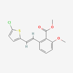 molecular formula C15H13ClO3S B3132252 2-[2-(5-Chloro-thiophen-2-yl)-vinyl]-6-methoxy-benzoic acid methyl ester CAS No. 365542-86-5