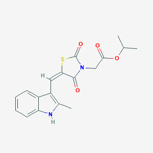 molecular formula C18H18N2O4S B313226 propan-2-yl 2-[(5E)-5-[(2-methyl-1H-indol-3-yl)methylidene]-2,4-dioxo-1,3-thiazolidin-3-yl]acetate 