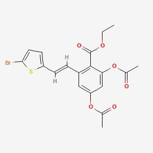 molecular formula C19H17BrO6S B3132261 2,4-Diacetoxy-6-[2-(5-bromo-thiophen-2-yl)-vinyl]-benzoic acid ethyl ester CAS No. 365542-97-8