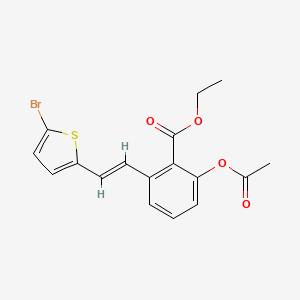 molecular formula C17H15BrO4S B3132268 2-Acetoxy-6-[2-(5-bromo-thiophen-2-yl)-vinyl]-benzoic acid ethyl ester CAS No. 365543-05-1