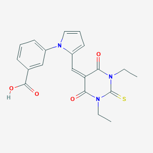 molecular formula C20H19N3O4S B313235 3-{2-[(1,3-diethyl-4,6-dioxo-2-thioxotetrahydropyrimidin-5(2H)-ylidene)methyl]-1H-pyrrol-1-yl}benzoic acid 