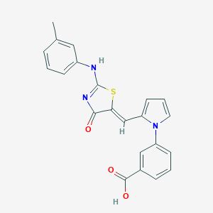 molecular formula C22H17N3O3S B313236 3-[2-[(Z)-[2-(3-methylanilino)-4-oxo-1,3-thiazol-5-ylidene]methyl]pyrrol-1-yl]benzoic acid 