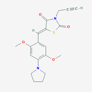 molecular formula C19H20N2O4S B313238 (5Z)-5-[2,5-dimethoxy-4-(pyrrolidin-1-yl)benzylidene]-3-(prop-2-yn-1-yl)-1,3-thiazolidine-2,4-dione 