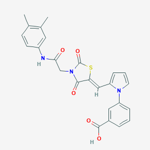 molecular formula C25H21N3O5S B313239 3-[2-({3-[2-(3,4-dimethylanilino)-2-oxoethyl]-2,4-dioxo-1,3-thiazolidin-5-ylidene}methyl)-1H-pyrrol-1-yl]benzoic acid 
