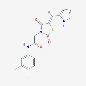 molecular formula C19H19N3O3S B313241 N-(3,4-dimethylphenyl)-2-{(5Z)-5-[(1-methyl-1H-pyrrol-2-yl)methylidene]-2,4-dioxo-1,3-thiazolidin-3-yl}acetamide 